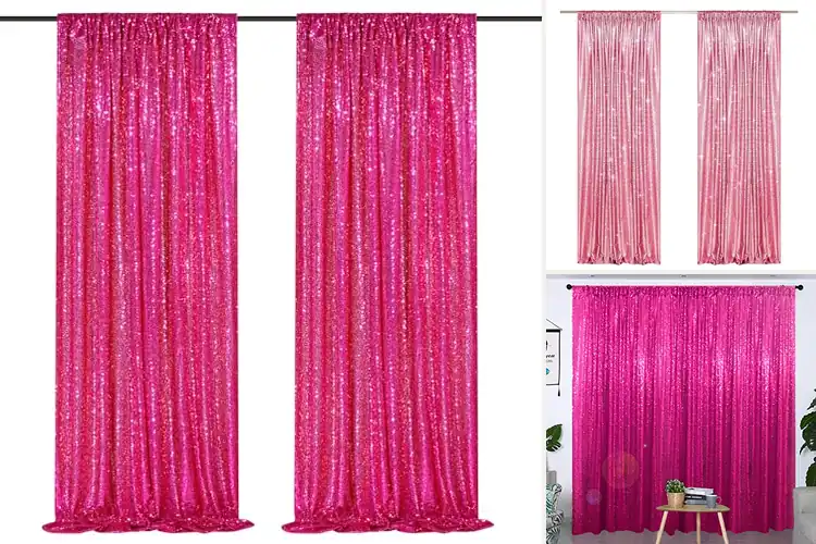 Detailed view of Best Glitter Pink Backdrop Curtains
